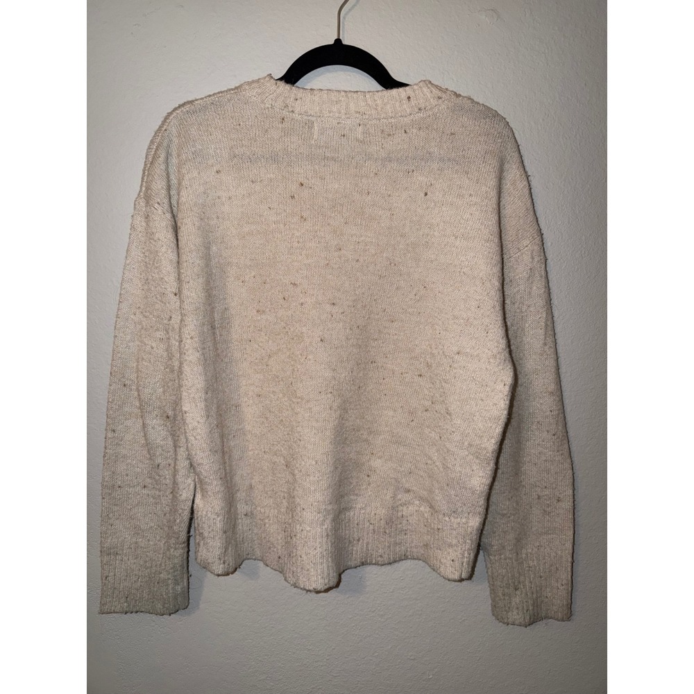 Old Navy Go-Recycled Cream Oatmeal Speckled Knit Crewneck Sweater Small - Picture 4 of 4